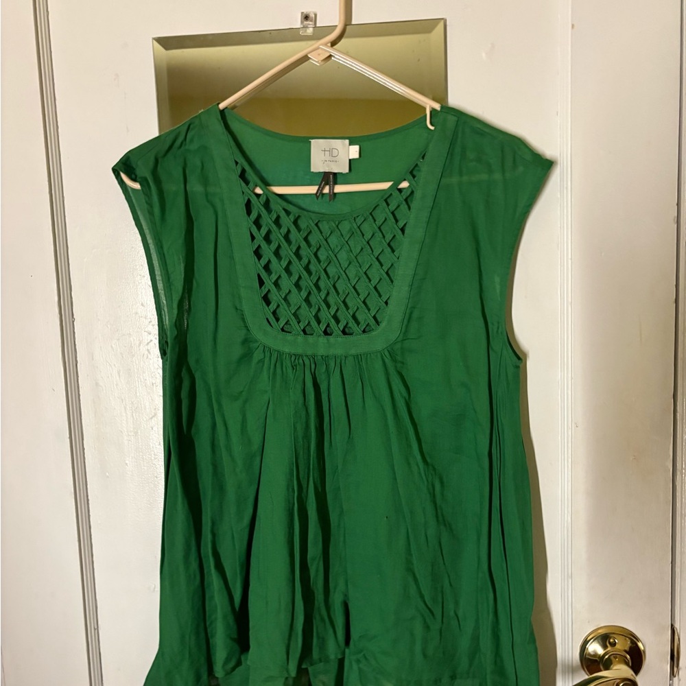 Anthropologie HD in Paris Vibrant Green Blouse